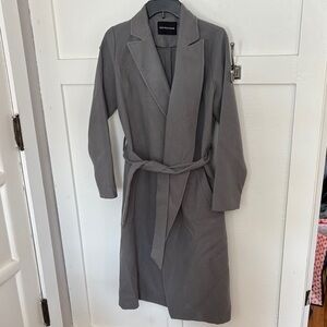 Long Grey Wrap Coat